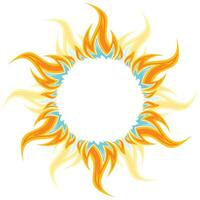 The Round frame with a fiery sun. vector