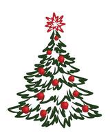 New Year's green tree with red balls. vector
