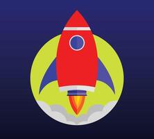 flat design rocket icon with attractive colors vector