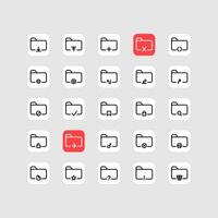 25 Collection of Folder Icons with Line Style vector