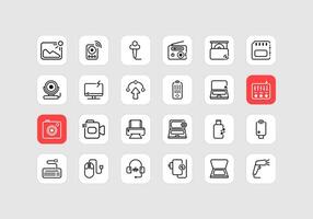 24 Collection of Multimedia Icons with Line Style vector