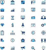 A set of Business Strategy, Finance, Marketing, Growth, Strategy, Teamwork, and other Related Concepts Icons Set vector