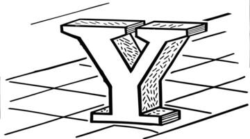 Bold 3D Letter Y with Geometric Patterns - Black and White Art vector
