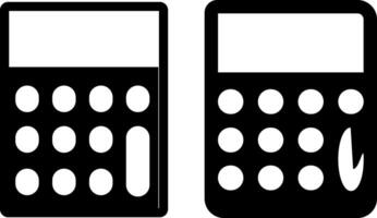 Calculator icon set. Black color outline or solid symbol vector