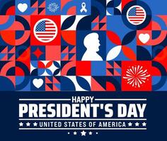 Happy President's Day geometric shape pattern background banner or poster design template. observed every year in February. vector