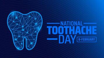 Toothache Day blue color technology concept tooth design background banner or poster design template. observed every year in February. Holiday concept. Use to any Template, card, poster, placard. vector