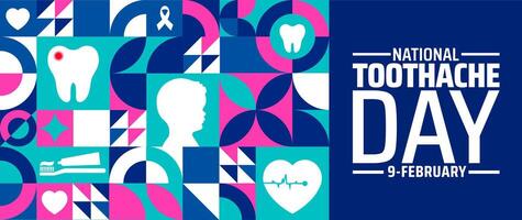 Toothache Day geometric shape pattern background banner or poster design template. observed every year in February. Holiday concept. Use to any Template, card, poster, placard, template. vector