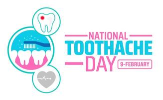 Toothache Day background banner or poster design template. observed every year in February. Holiday concept. Use to any Template, card, poster, placard, template. vector
