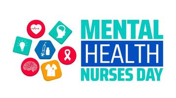 Mental Health Nurses Day background banner or poster design template. observed every year in February.template. vector