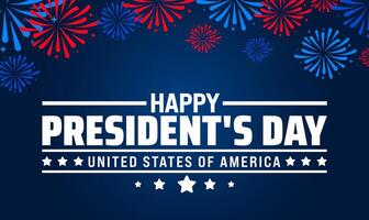 Happy President's Day fireworks background banner or poster design template. observed every year in February. Holiday concept. Use to any Template, card, poster, placard, template. vector