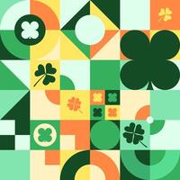 st. patrick's day modern geometric seamless pattern background with clover and shamrock vector