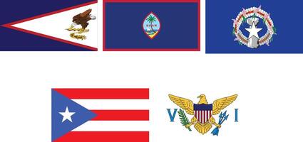 Current US Territory Flags Bundle Collection High Quality Illustration vector