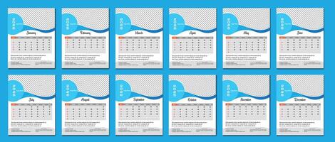 Monthly calendar template for 2026 year and Wall calendar Design 2026 vector