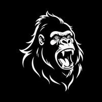 Snarling gorilla head design logo illustration. suitable for logos, apparel, and for fierce, bold branding. vector