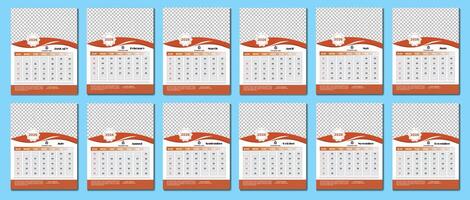 Template for annual calendar 2026 and Week start on Thursday vector