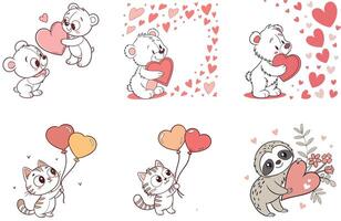 Overflowing mailbox Valentine Bundle - A charming heartshaped paper art Collection Illustrations vector