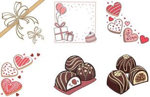 Red Heart Valentine Bundle - Romantic Design Collection Illustrations vector