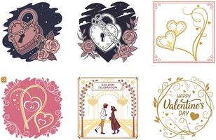 Red Heart Valentine Bundle - Simple Design Collection Illustrations vector