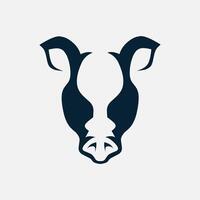 Pig pork minimalist logo. Simple negative space animal business brand design. Isolated with soft background. vector