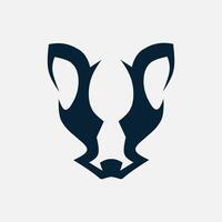 Dog minimalist logo. Simple negative space animal design. Isolated with soft background. vector