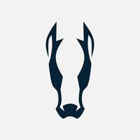 Dog doberman minimalist logo. Simple negative space animal design. Isolated with soft background. vector