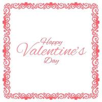 Elegant Valentine's Day Greeting Card with Ornate Red Border vector