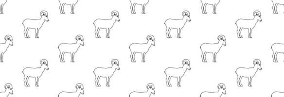 Mountain sheep on a seamless pattern. vector