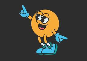 Happy character in dance pose, dark background vector