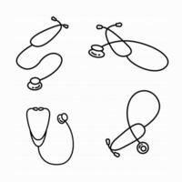 Outline drawings of stethoscopes in various positions vector