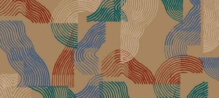 Crafted hand drawn brush line abstract pattern, Japanese and Ethnic folk inspired weaving, basketry, wood carving, wood block style graphic for textile, carpet, wrapping paper vector