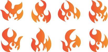 Set of flame icons with fiery design elements vector