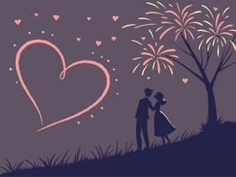 A heart made of light appears as a hand waves a sparkler in the air. vector