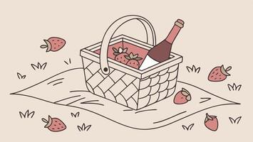 A well-prepared picnic scene displays a mix of elegance, charm, and cozy vibes. vector