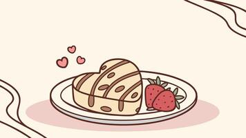 A perfectly arranged plate features a heart-shaped cookie, ready for Valentines Day. vector