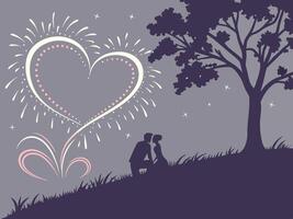 A hand delicately moves a sparkler to form a bright heart, leaving behind glowing sparks. vector
