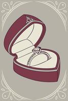 A fancy heart-shaped case opens just enough to display its treasured contents. vector