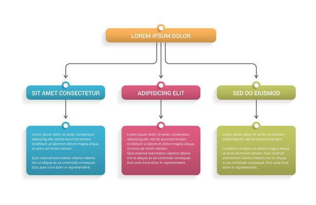 Flow chart with 3 levels, infographic template with 3 steps or options