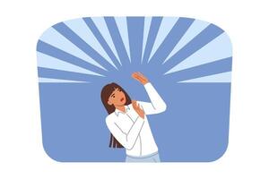 Frightened business woman afraid and suffers from pressure problems interfering with career growth vector