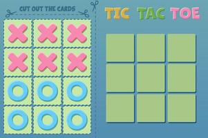 Board game TIC TAC TOE . cartoon strategy game noughts and crosses. Board logic game. Print, cut out cards and play vector