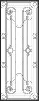 Outline sketch of stained-glass panel in a rectangular frame, abstract curls shape in the art modern. Window or door vector