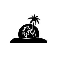 Silhouette of island with palm tree isolated icon illustration design vector