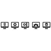 Computer settings icon set. computer settings illustration sign collection. monitor symbol. vector