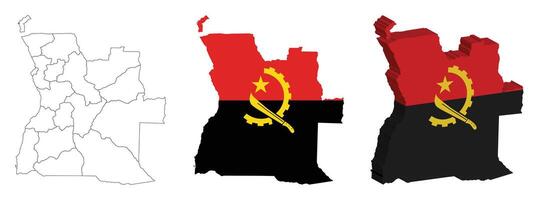 Algona outline, fill with flag and 3d map vector