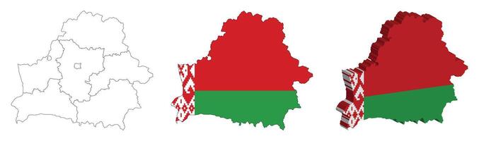 Belarus outline, fill with flag and 3d map vector