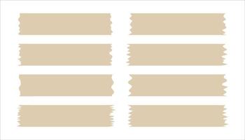 Set of washi tape on a white background. Illustration of a piece of torn Washi tape for sticky notes in form vector