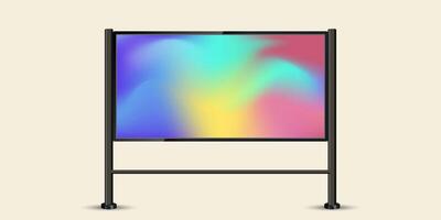 A Large LED Screen Mock up with black realistic stand for outdoor and indoor street LED screen Mock up design. vector