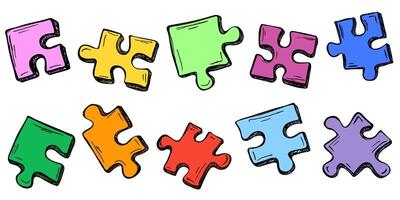 Pieces of puzzle. Collection of colorfull hand drawn elements vector