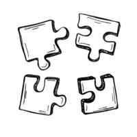 Four pieces of puzzle. Puzzle jigsaw on white background vector