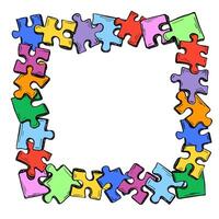 Square frame with Pieces of puzzle vector