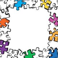 Square frame with Pieces of puzzle. Trendy jigsaw puzzles piece bacground vector